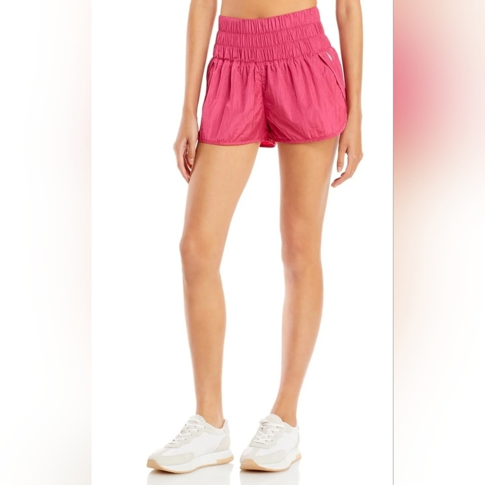 Women's Athletic Shorts - Pink Elastic Waist Running Shorts